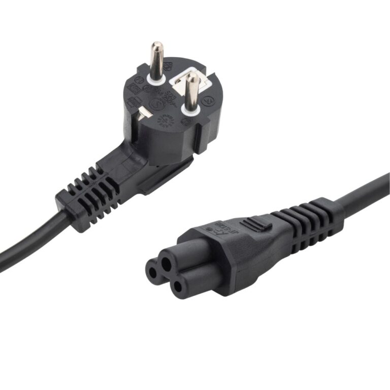 ConnektGear 2m European Mains Power Cable - Schuko Plug to C5 Cloverleaf, Black