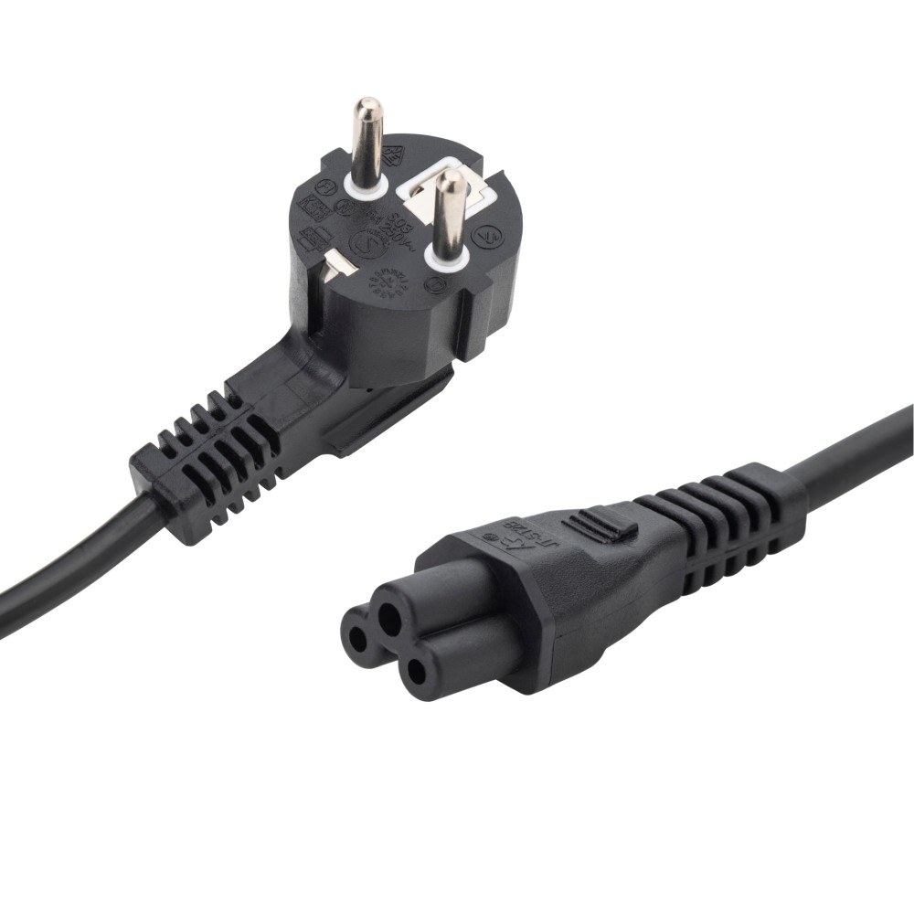 ConnektGear 2m European Mains Power Cable - Schuko Plug to C5 Cloverleaf, Black ConnektGear 2m European Mains Power Cable - Schuko Plug to C5 Cloverleaf, Black