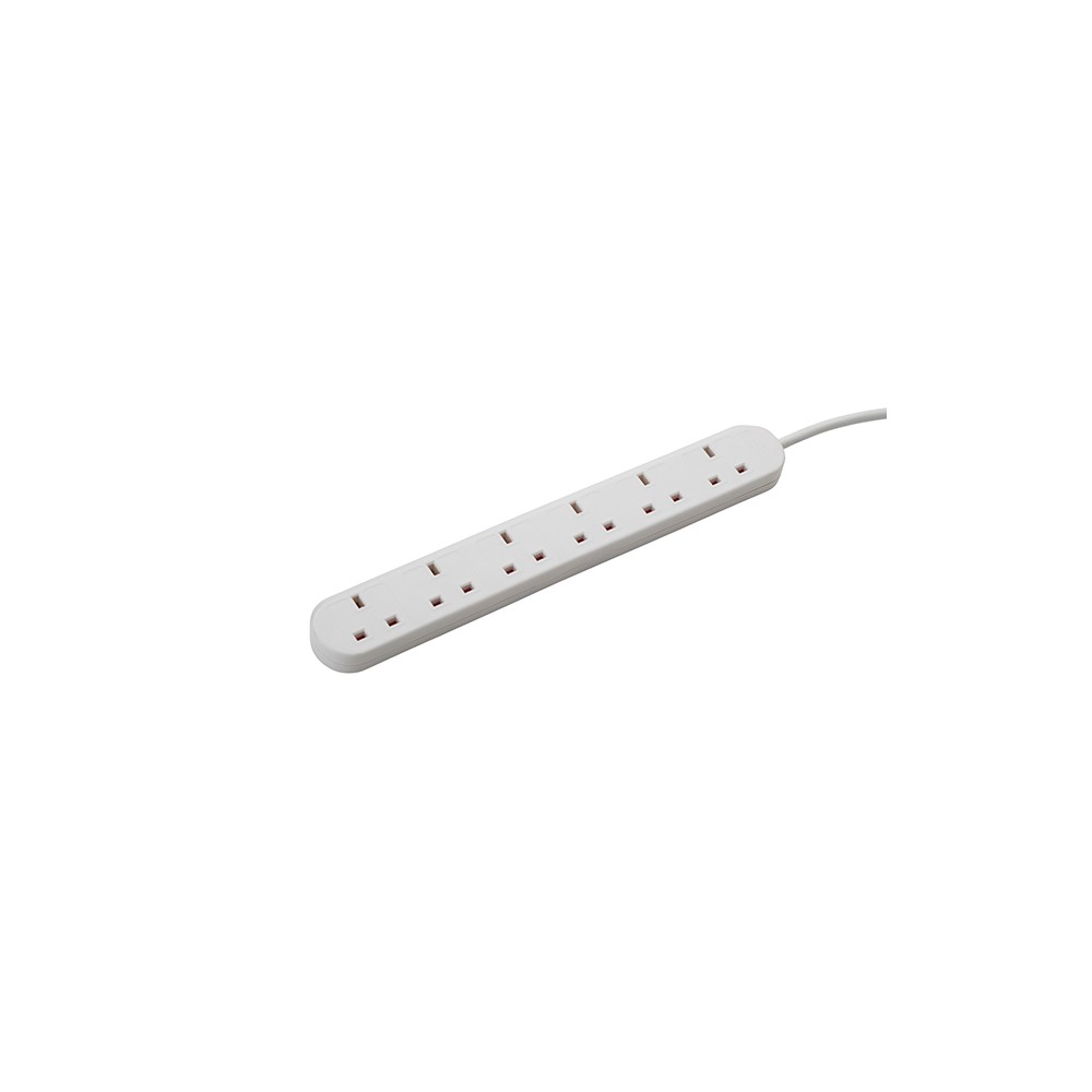 Connektgear 3m 6 Way Power Extension Block - UK Plug to 6x UK Sockets - White Connektgear 3m 6 Way Power Extension Block - UK Plug to 6x UK Sockets - White