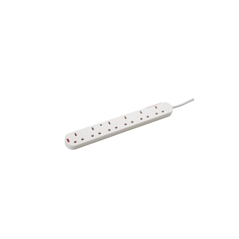 Connektgear 6 Way Surge Protected Extension Block 5m Cable - White