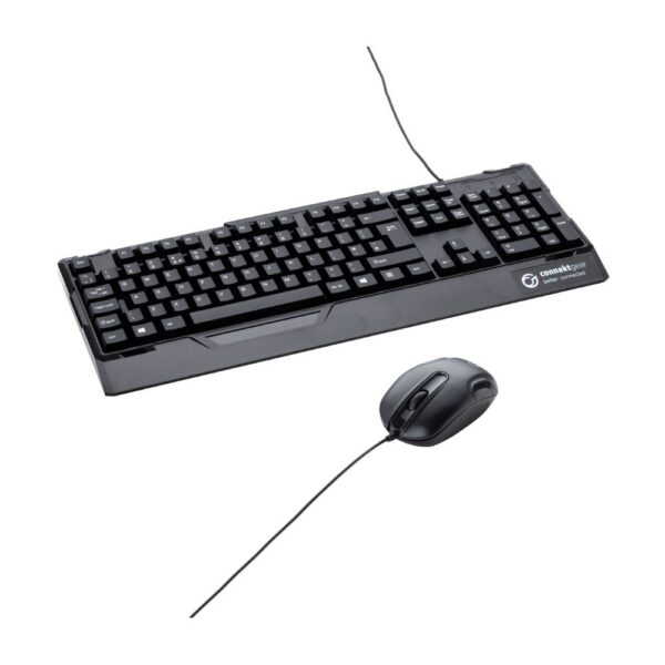 Connektgear KB235 Wired Standard UK Layout Keyboard & 3 Button Optical Mouse - Black