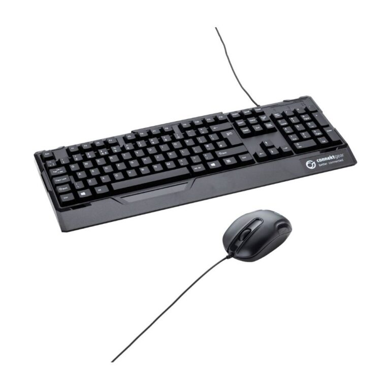 Connektgear KB235 Wired Standard UK Layout Keyboard & 3 Button Optical Mouse - Black