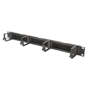 Digitus 1U 19" Cable Management Panel with Brush Entries, Black, Steel Housing
