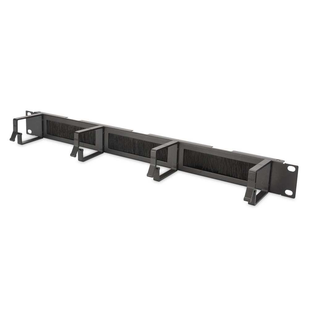 Digitus 1U 19" Cable Management Panel with Brush Entries, Black, Steel Housing Digitus 1U 19" Cable Management Panel with Brush Entries, Black, Steel Housing