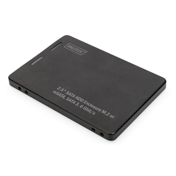 Digitus 2.5" SATA III SSD Enclosure for M.2 & mSATA SSDs, 6Gbps, Aluminium, Black