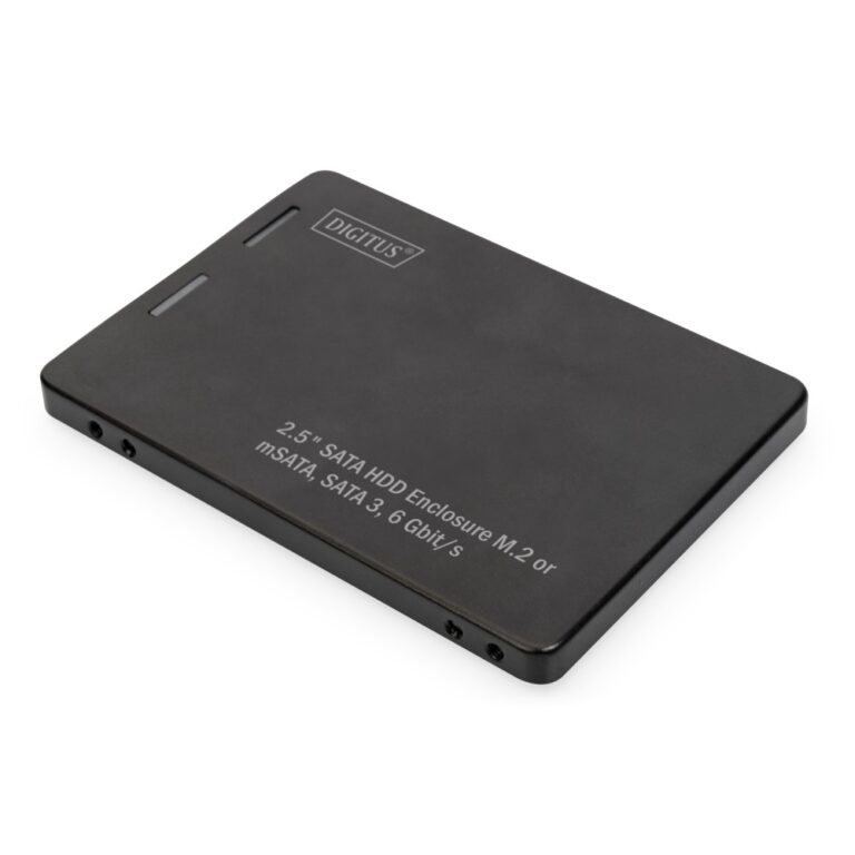 Digitus 2.5" SATA III SSD Enclosure for M.2 & mSATA SSDs, 6Gbps, Aluminium, Black