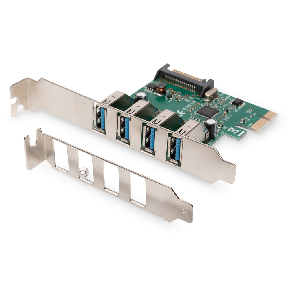 Digitus 4-Port USB 3.0 PCI Express Add-on Card, 5000 Mbit/s, VL805 Chipset, Plug & Play Digitus 4-Port USB 3.0 PCI Express Add-on Card, 5000 Mbit/s, VL805 Chipset, Plug & Play