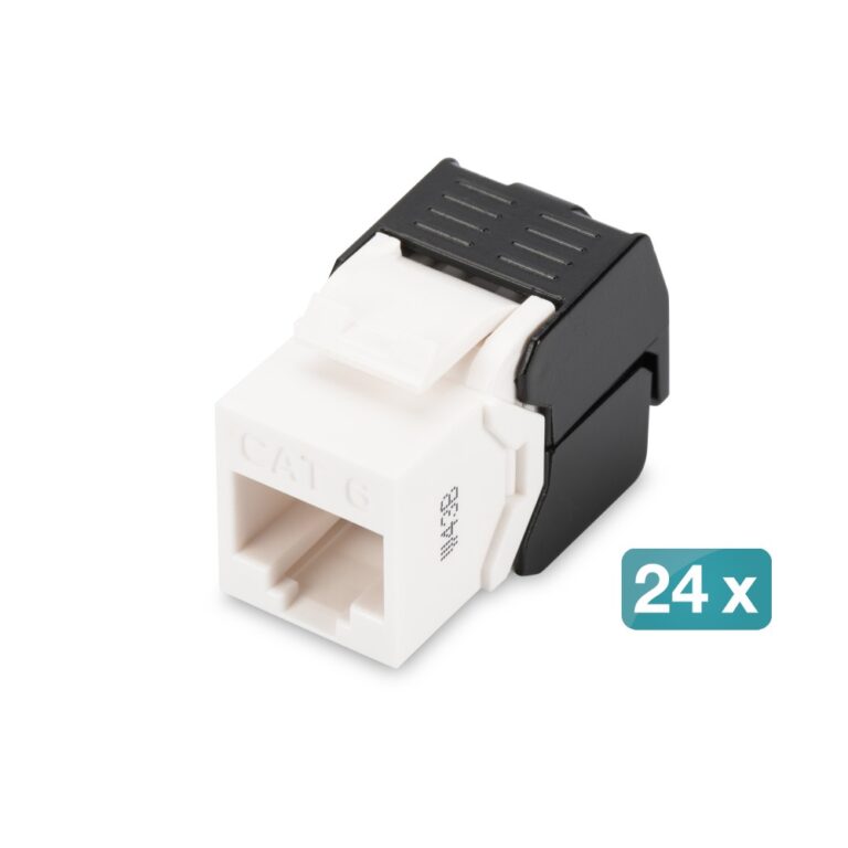 Digitus CAT 6 RJ-45 to LSA Keystone Module, Unshielded, Black/White, 24 Pack