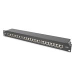 Digitus CAT 6A 24-Port 1U Shielded Rackmount Patch Panel, Steel, Black