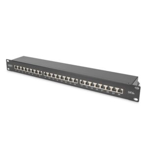 Digitus CAT 6A 24-Port 1U Shielded Rackmount Patch Panel, Steel, Black