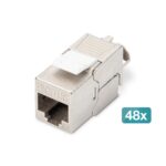 Digitus CAT 6A Keystone Module, Shielded, Tool-Free, Gold, PoE, 500MHz, Silver - 48 Pack