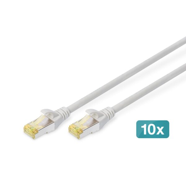 Digitus CAT 6A S/FTP Patch Cable 0.5m Grey - RJ-45 to RJ-45, LSZH, 500MHz (10 Pack)