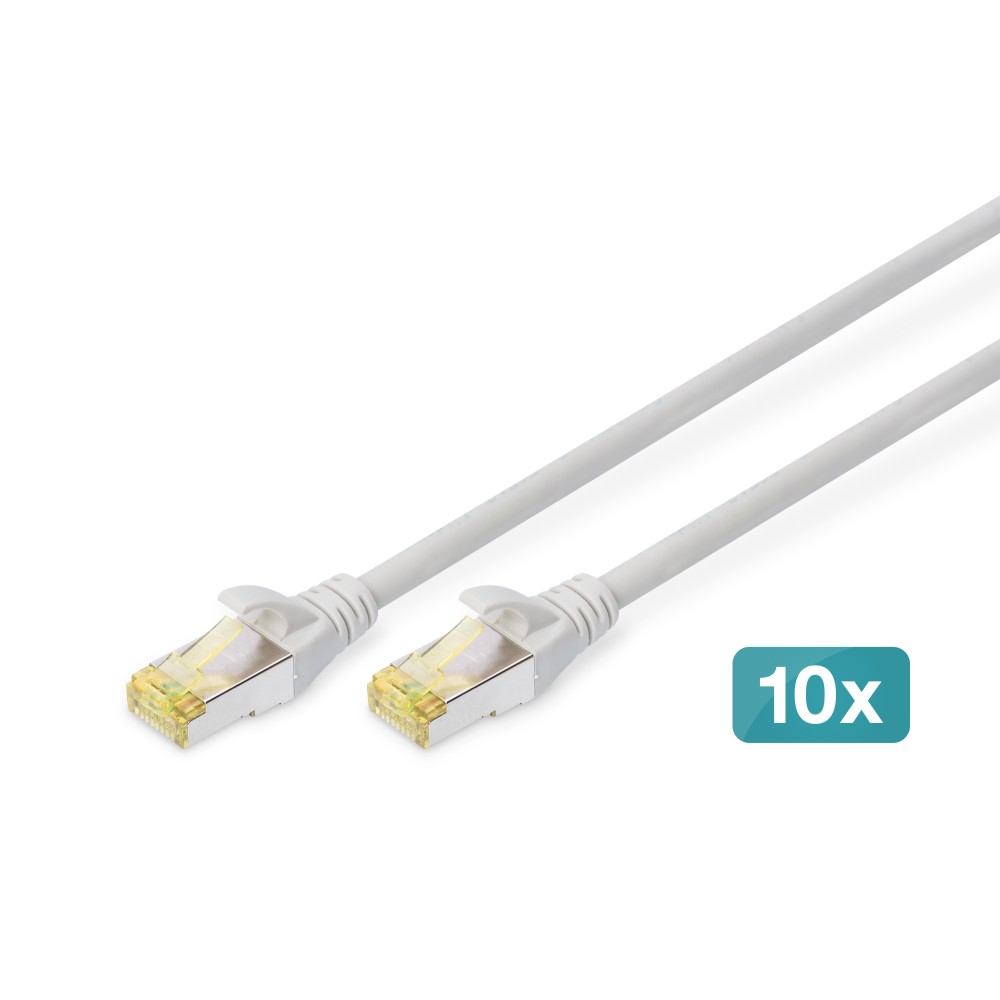 Digitus CAT 6A S/FTP Patch Cable 2m Grey (10 Pack) RJ-45 to RJ-45 LSZH 250 MHz Digitus CAT 6A S/FTP Patch Cable 2m Grey (10 Pack) RJ-45 to RJ-45 LSZH 250 MHz