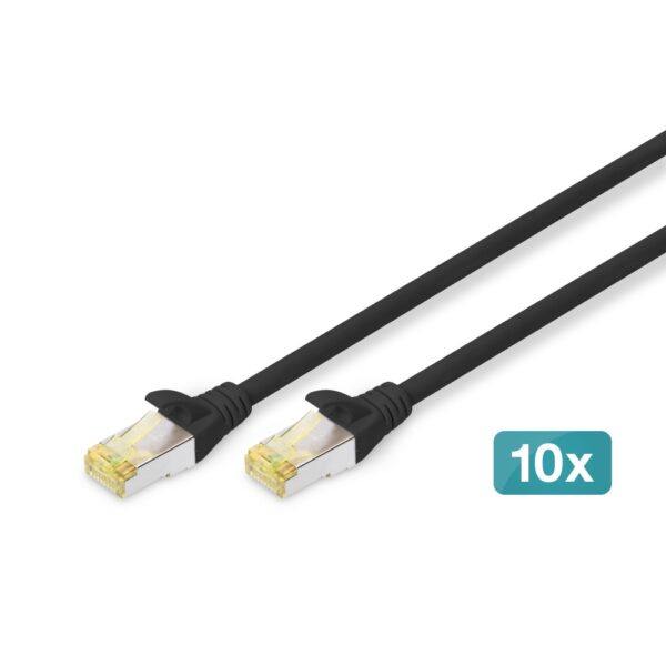 Digitus CAT 6A S/FTP Patch Cable 3m RJ45 to RJ45 LSZH 500MHz Copper Black - 10 Pack