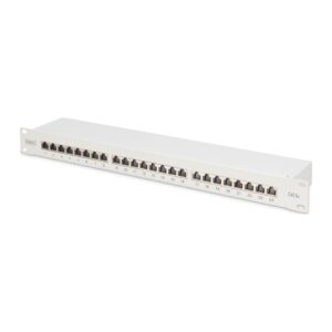 Digitus CAT 6A Shielded Patch Panel 24 Port Gigabit Ethernet Rack Mount 1U Grey