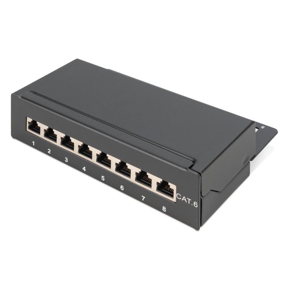Digitus Desktop CAT 6 Shielded Patch Panel, 8-Port RJ-45, Black Digitus Desktop CAT 6 Shielded Patch Panel, 8-Port RJ-45, Black