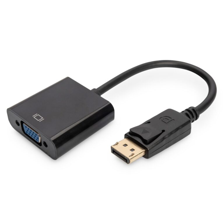 Digitus DisplayPort 1.2 to VGA Adapter / Converter, 0.15m, Male to Female, Black