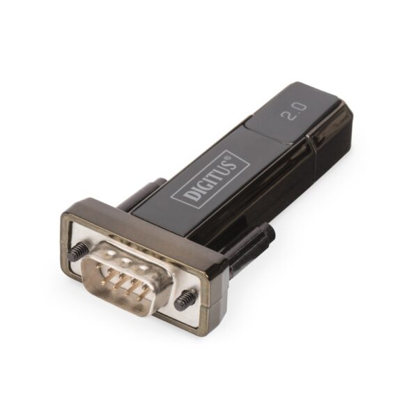 Digitus USB 2.0 to RS232 Serial Adapter, D-Sub 9 Male, FTDI Chipset, Black