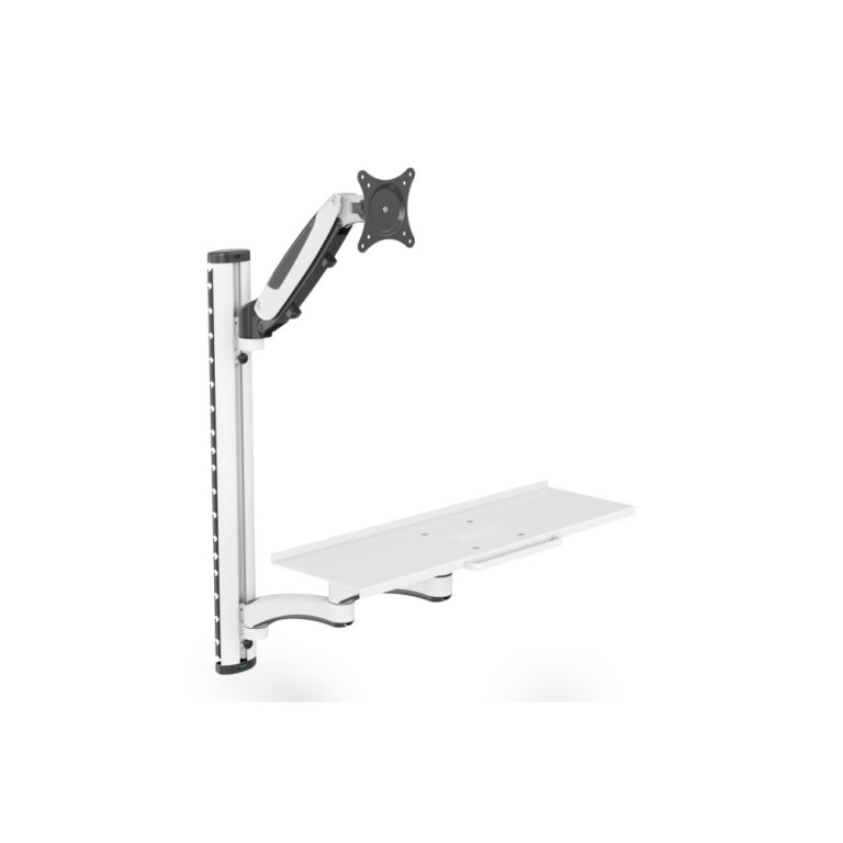 Digitus Workstation Wall Mount for 1x Monitor & Keyboard, 32" 8kg, 180° Swivel, Black/White