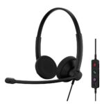 Epos IMPACT 100 UC Wired Headset with Boom Microphone, USB-C & USB-A, In-Line Control, Black