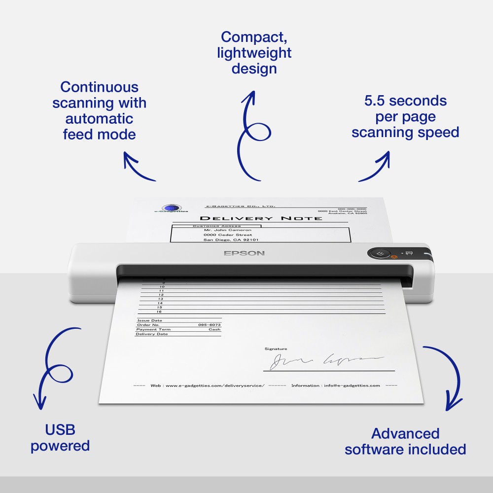Epson WorkForce DS-70 Handheld Portable Document Scanner 600 DPI USB 2.0 White Epson WorkForce DS-70 Handheld Portable Document Scanner 600 DPI USB 2.0 White