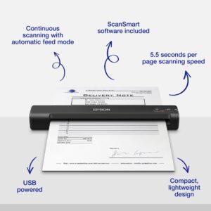 Epson WorkForce ES-50 Handheld Portable A4 Document Scanner USB 2.0 Black