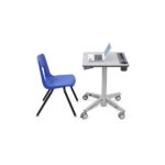 Ergotron LearnFit Silver Adjustable Height Sit-Stand Desk with Castor Wheels 6.8kg Capacity