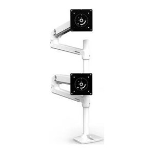 Ergotron LX Dual Stacking Arm Desk Mount for 2x 40" Monitors, White, 9.1kg Load, 33cm Height Adjust
