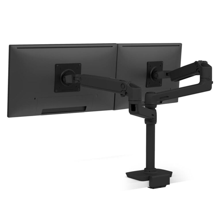 Ergotron LX Dual Stacking Arm Monitor Mount 2x 24" Displays 18.2kg Black Desk Clamp