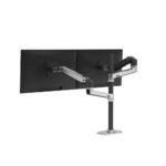Ergotron LX Dual Stacking Arm Tall Pole Monitor Mount, Desk Clamp, 2 Displays up to 40", Aluminium