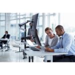 Ergotron LX Dual Stacking Arm Tall Pole Monitor Mount, Desk Clamp, 2 Displays up to 40", Aluminium