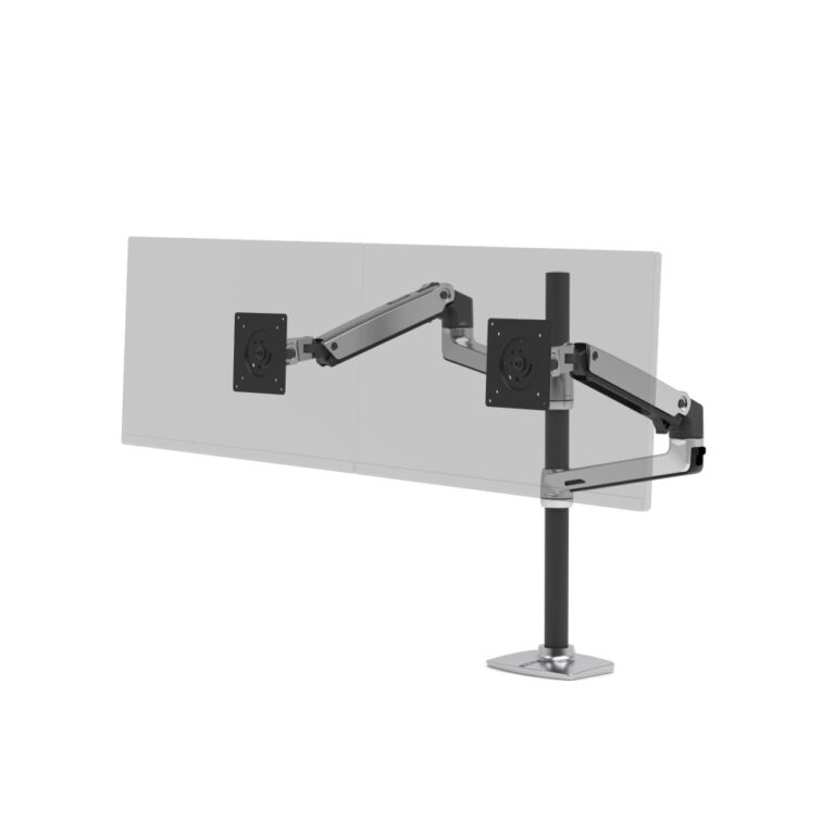Ergotron LX Dual Stacking Arm Tall Pole Monitor Mount, Desk Clamp, 2 Displays up to 40", Aluminium