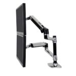 Ergotron LX Series Dual Stacking Arm Desk Mount for 2x 24" Monitors, 18.1kg Capacity, Silver