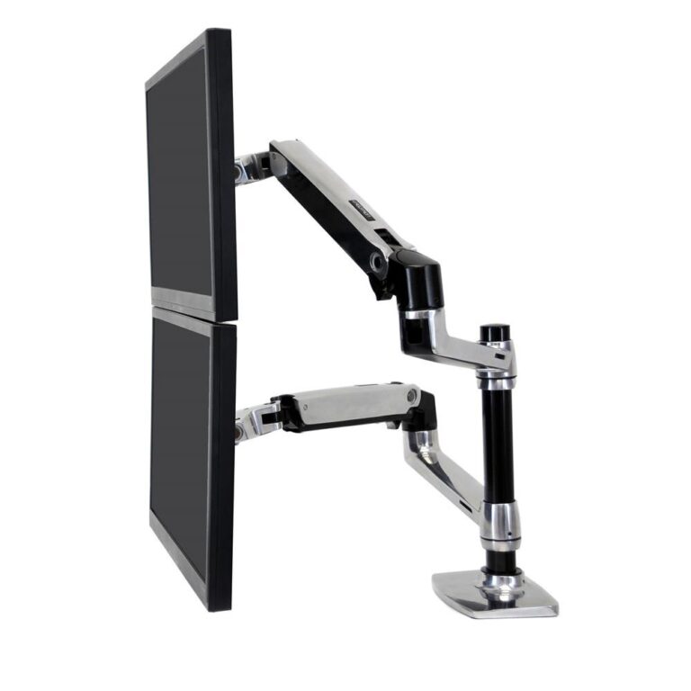 Ergotron LX Series Dual Stacking Arm Desk Mount for 2x 24" Monitors, 18.1kg Capacity, Silver