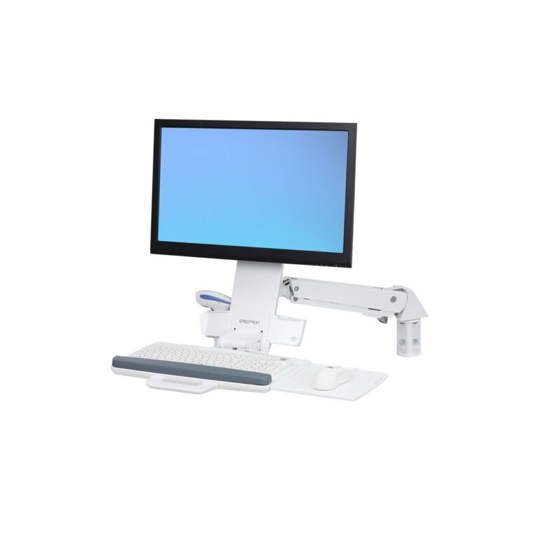 Ergotron StyleView Sit-Stand Combo Arm Wall Mount for 24" Monitor, 13.2kg Max, White