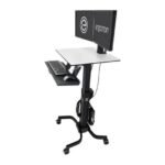 Ergotron WorkFit-C Dual Sit-Stand Multimedia Cart for Flat Panel up to 22 Inch with Keyboard Tray Black, Grey