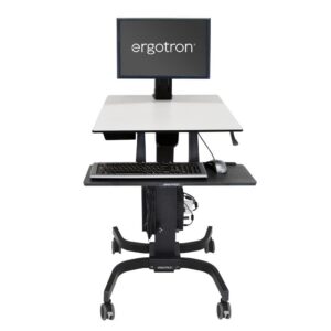 Ergotron WorkFit-C Single LD Sit-Stand Workstation Multimedia Cart, 24" Max Screen, Black & Grey