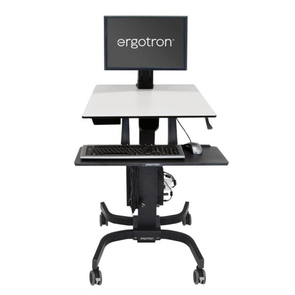Ergotron WorkFit-C Single LD Sit-Stand Workstation Multimedia Cart, 24" Max Screen, Black & Grey