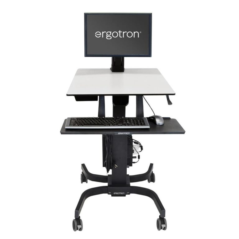 Ergotron WorkFit-C Single LD Sit-Stand Workstation Multimedia Cart, 24" Max Screen, Black & Grey