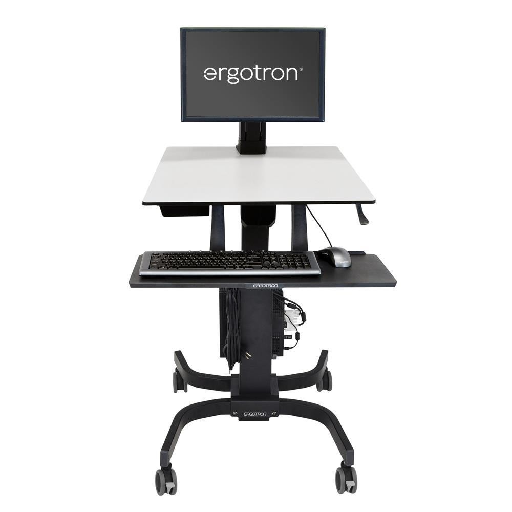 Ergotron WorkFit-C Single LD Sit-Stand Workstation Multimedia Cart, 24" Max Screen, Black & Grey