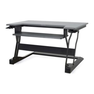 Ergotron WorkFit-T Standing Desk Converter with Keyboard Tray, Stainless Steel, Black