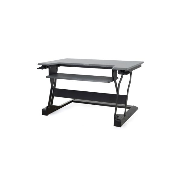 Ergotron WorkFit-T Standing Desk Converter with Keyboard Tray, Stainless Steel, Black