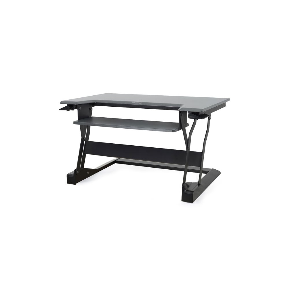 Ergotron WorkFit-T Standing Desk Converter with Keyboard Tray, Stainless Steel, Black