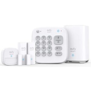 Eufy 5-Piece Smart Home Security Alarm Kit with Wi-Fi, GSM, SMS, Door/Window Sensor, Siren - White