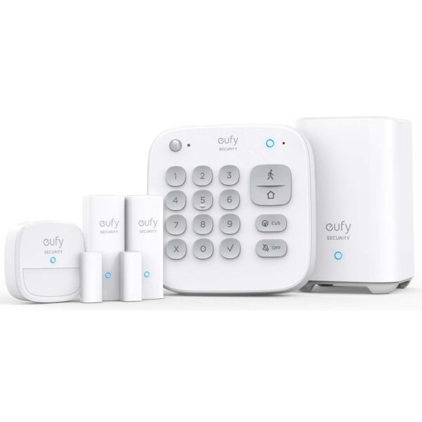 Eufy 5-Piece Smart Home Security Alarm Kit with Wi-Fi, GSM, SMS, Door/Window Sensor, Siren - White