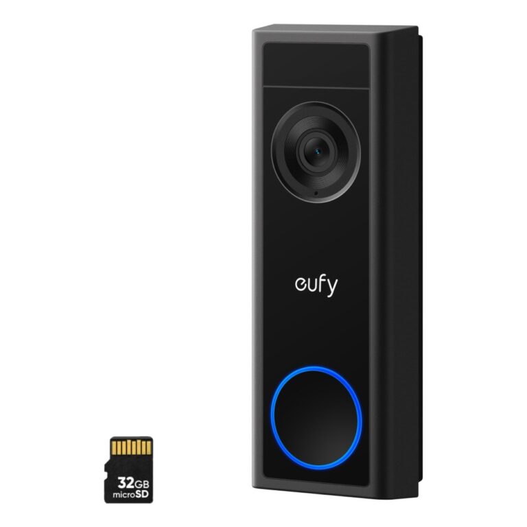 Eufy C31 2K Smart Video Doorbell with MicroSD Card, Built-in Battery, Night Vision, Black