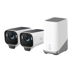 Eufy eufyCam S3 Pro 2-Cam Kit Outdoor 4K IP Security Camera System with 16GB Storage, Black & White