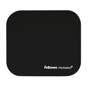Fellowes 5933907 Mouse Pad with Microban Antibacterial Protection, Non-Slip Rubber Base, Black