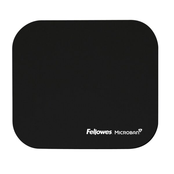 Fellowes 5933907 Mouse Pad with Microban Antibacterial Protection, Non-Slip Rubber Base, Black