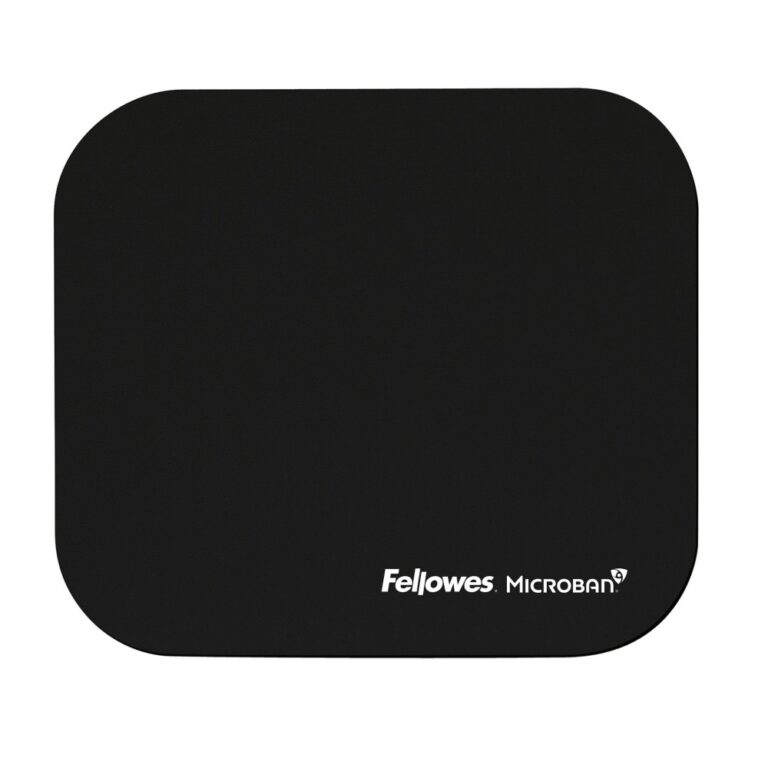 Fellowes 5933907 Mouse Pad with Microban Antibacterial Protection, Non-Slip Rubber Base, Black